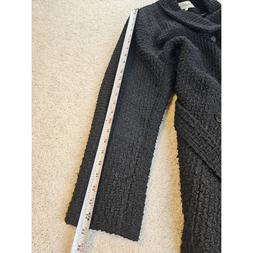 Calvin Klein Women's Wool Blend Textured Peacoat Belted‎ Gray Size 1X